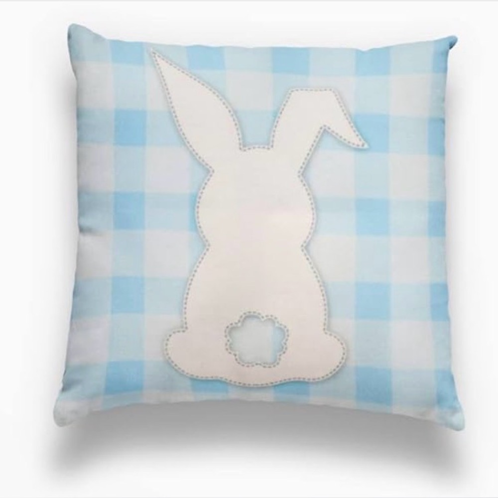 Easter/Spring Blue & White Gingham Checkered Bunny Pillowcase Set Of 3~New
